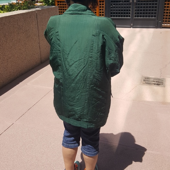 Vintage Emerald Silk Bomber Jacket - Picture 3 of 6